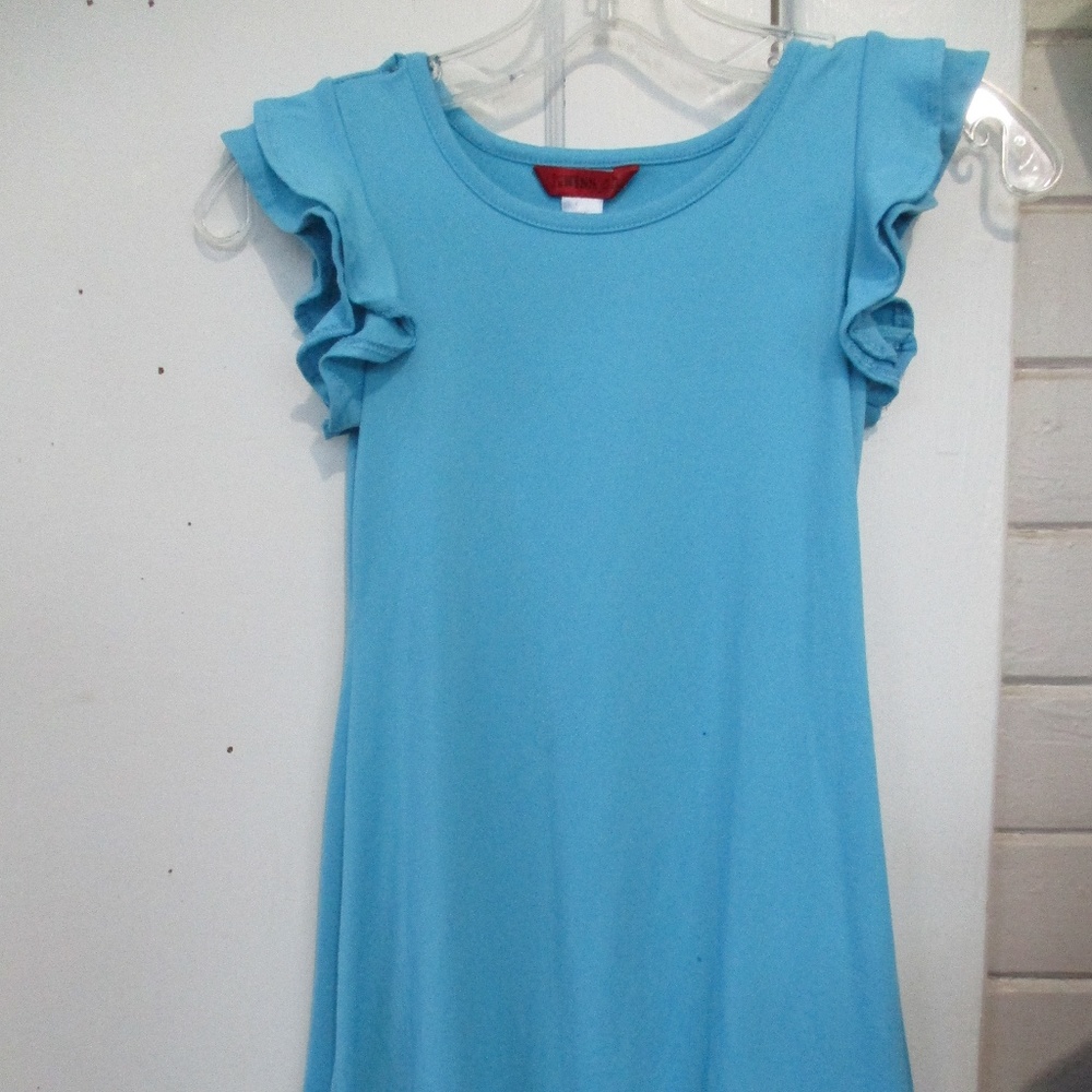 GIRLS 7/8 BLUE DRESS. 1ST KISS GIRLS..CUTE